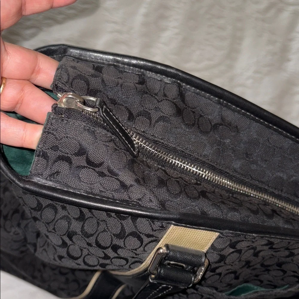 Gently Loved Coach Black Canvas and Leather Tote Bag